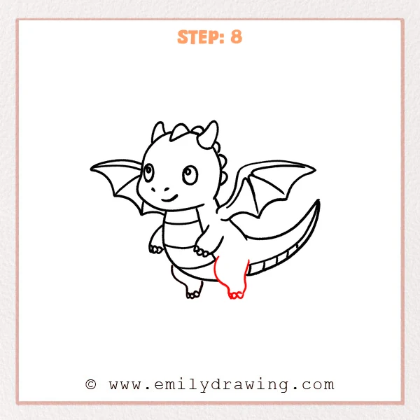 how to draw a flying dragon - Step 8